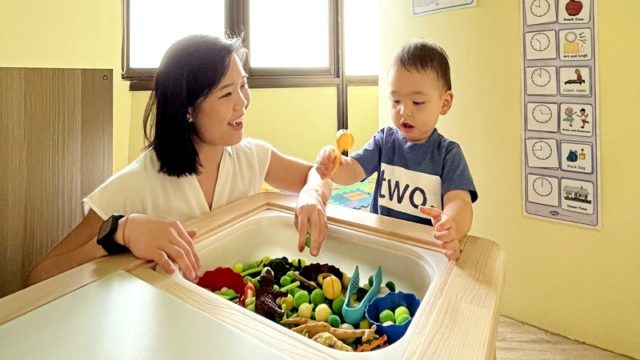 Annabelle Kids speech therapist with boy playing with toys