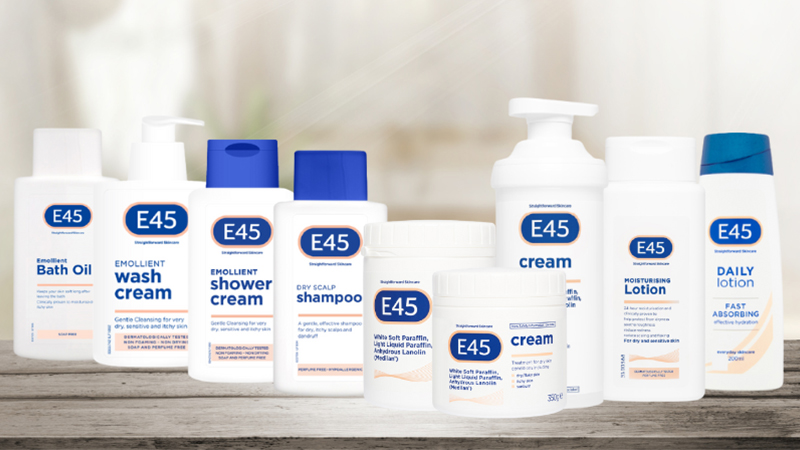 E45 skincare body lotion and body wash