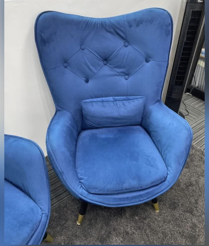 blue pattern arm chair