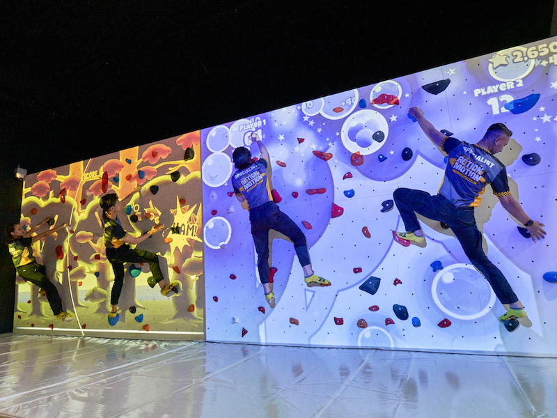 AR climbing wall at the indoor playground in Singapore