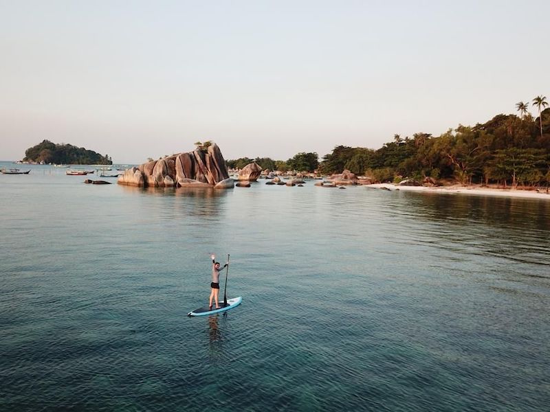 Indonesian island - paddleboarding outside the resort in Indonesia
