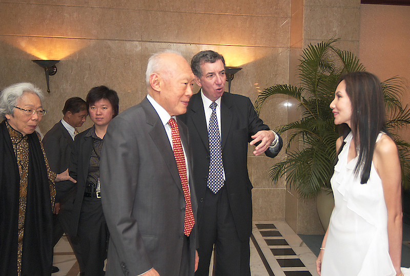 Cecilia Leong-Faulkner with Lee Kuan Yew and Sir Alan Collins