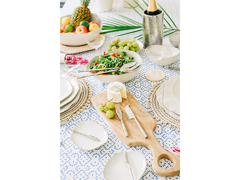 cheeseboard cutlery and table linen at AROO