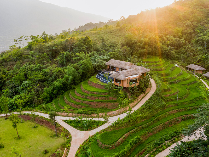 overheard view of Vietnam luxury resort Avana Retreat