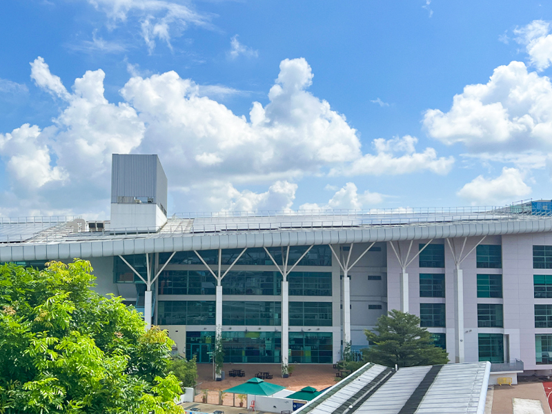 renewable energy generated by solar panels on IFS building roof french school singapore
