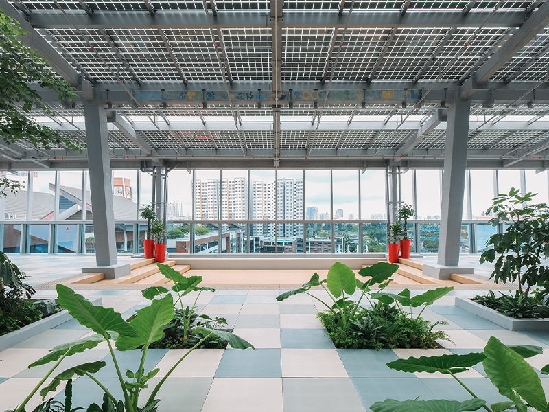 open-air roof with plants sustainability features The Greenhouse Dulwich Singapore