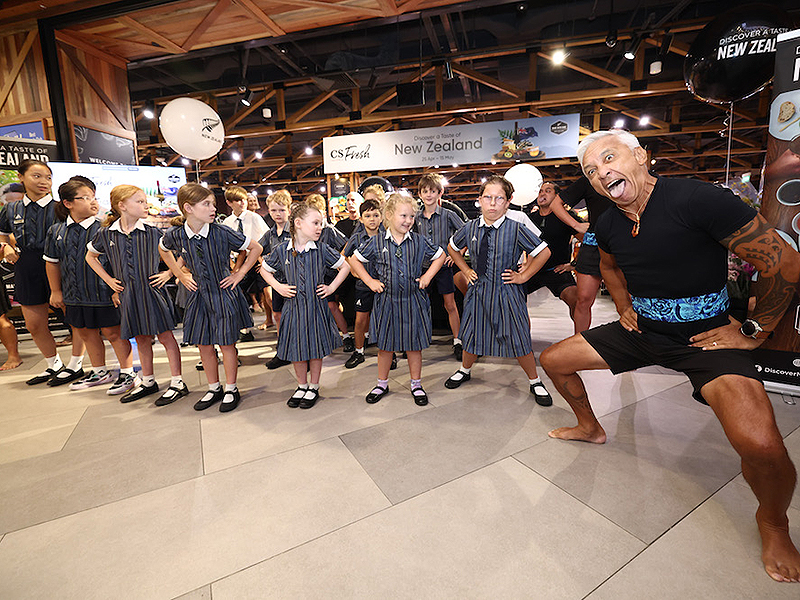 AIS students spreading New Zealand culture through Kapa Haka performance at Cold Storage