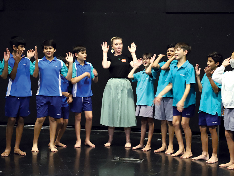 dynamic storytelling performing arts workshop at UWCSEA with artist in residence