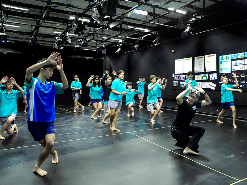 UWCSEA learning silat from artist in residence performing arts workshop