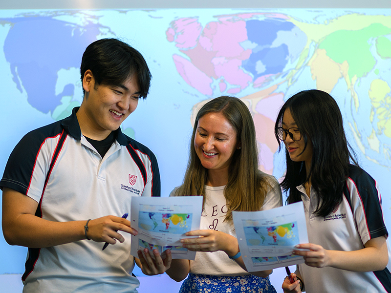 Stamford American Singapore students and teacher with personalised learning pathway