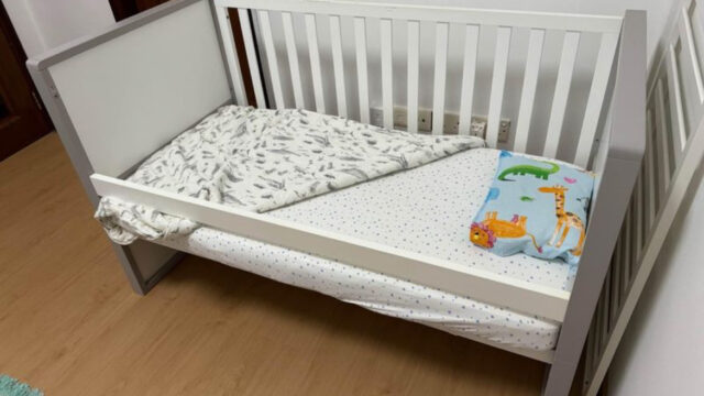 Mothercare Hartland Cot Bed Grey and White