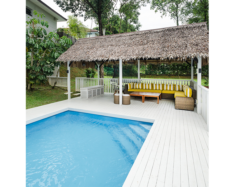 black and white pool