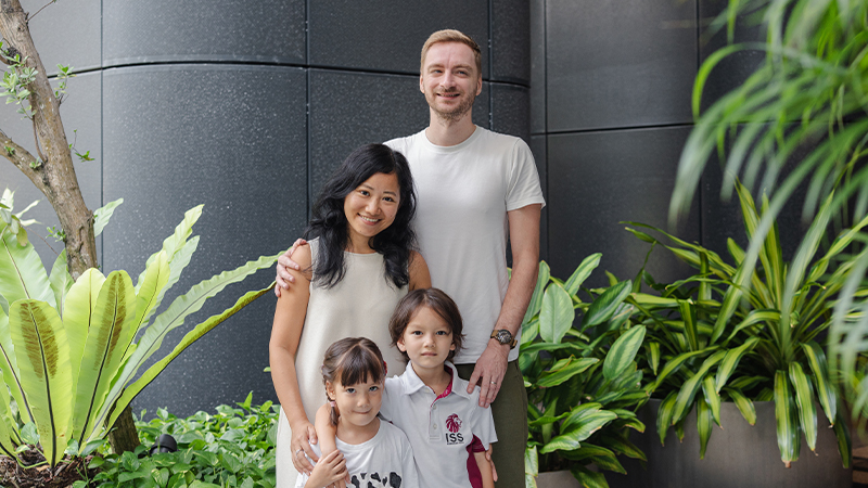 image of family with son in ISS