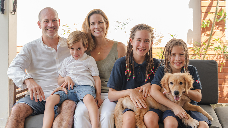 image of Swiss family with three kids in Swiss School top international schools in Singapore