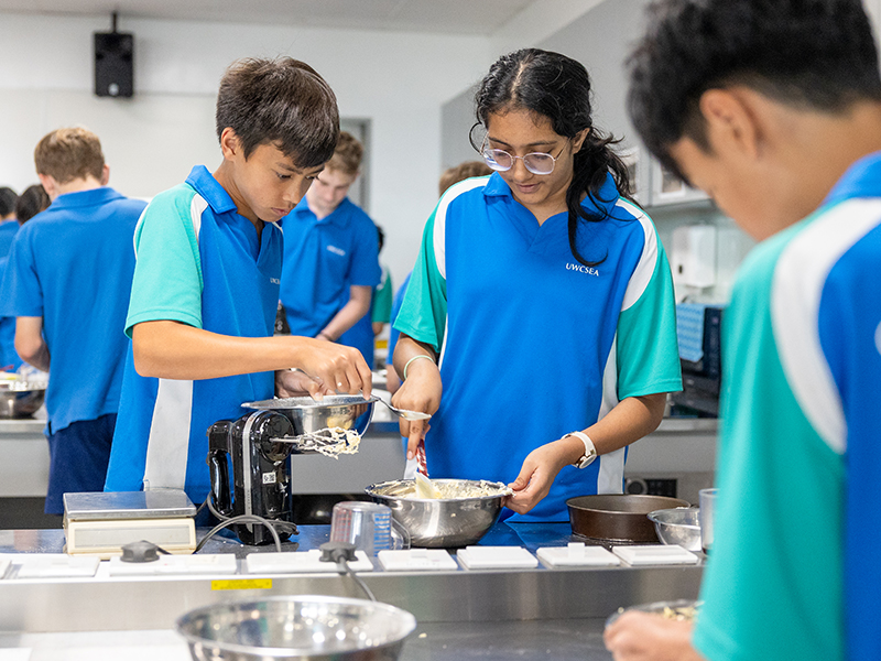 UWCSEA high school students during food tech class - International Baccalaureate in Singapore