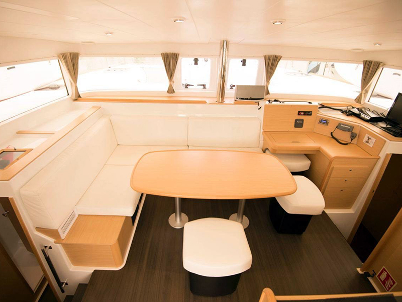 spacious air conditioned interiors on Argon Singapore yacht charter