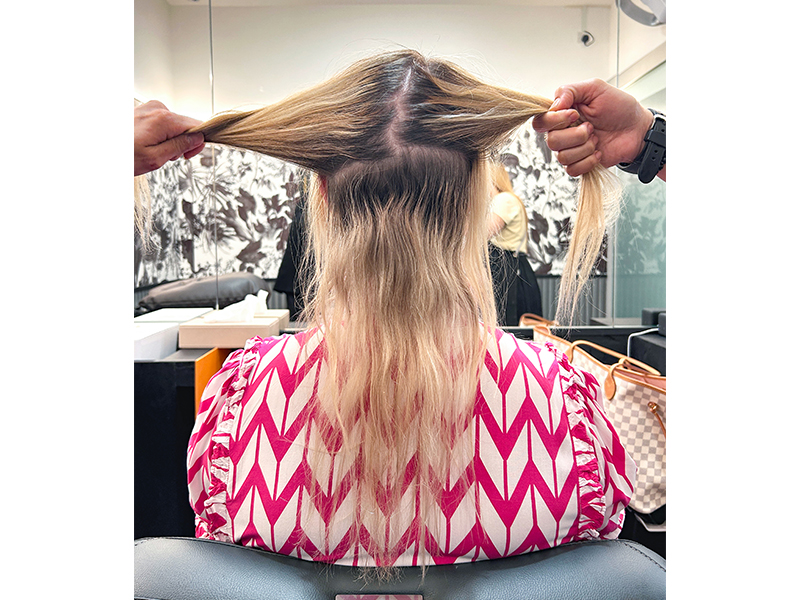 Chez Vous Blonde highlights in Singapore - balayage, lowlights, hair colour by hairdressers in singapore