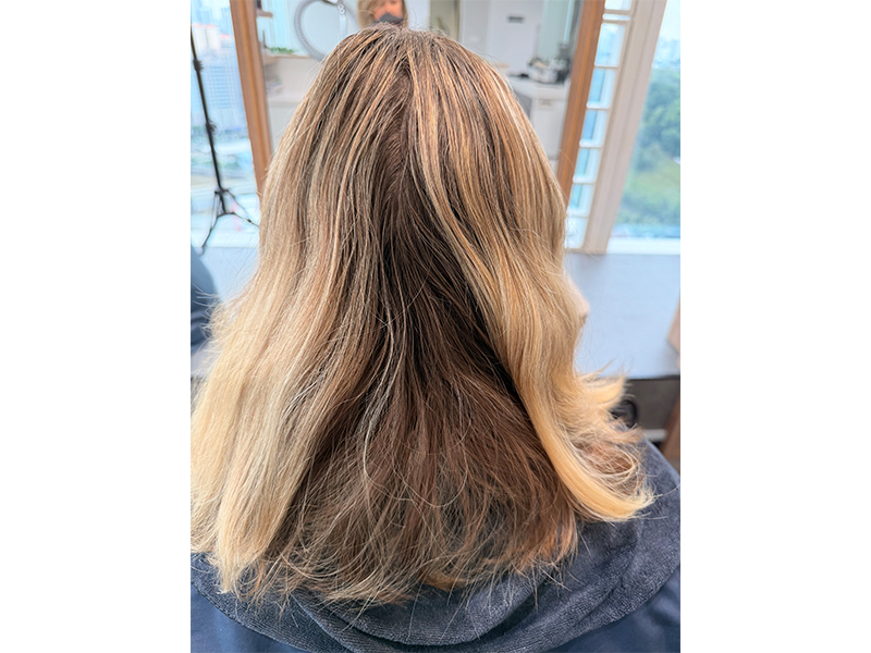 Bedford & Grove Blonde highlights in Singapore - balayage, lowlights, hair colour by hairdressers in singapore
