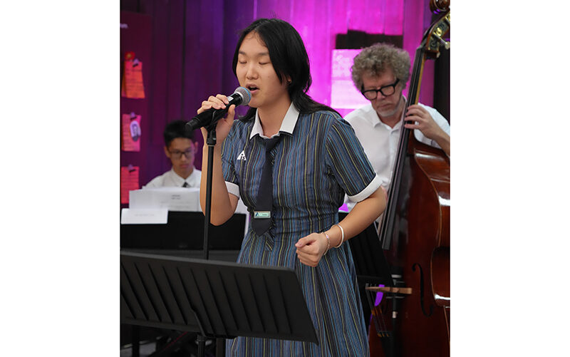 Evelyn Sun, Year 11 Australian International School Singapore vocalist performing for HeritageSG event